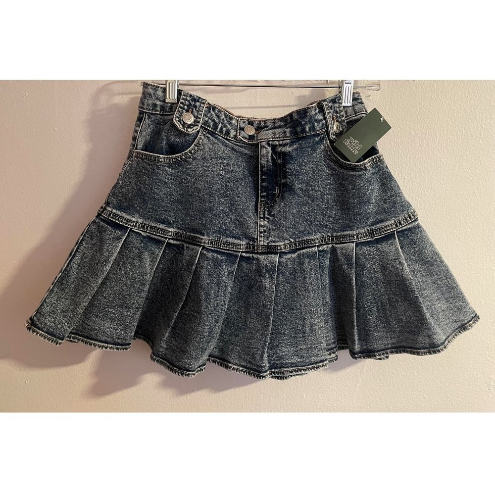 Women's High-Rise Pleated Denim Mini Skirt - Wild Fable™